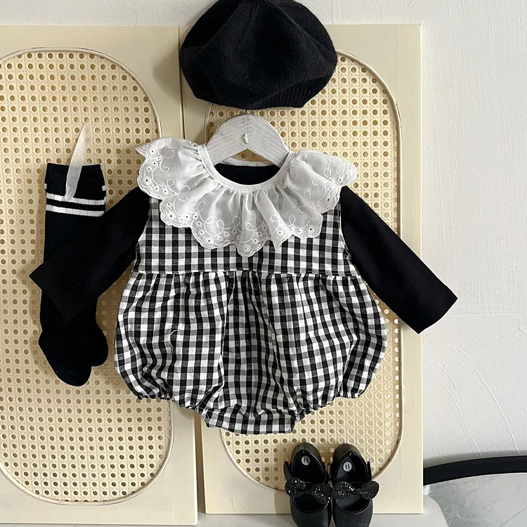 BABY】秋新作シンプル トップス or チェック ロンパース LB5616