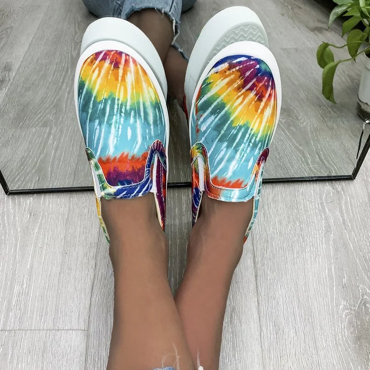 Women Flats 2021 Plus Size Fashion Graffiti Flat Shoes Women Low Cut Slip-on Casual Shoes Ladies Canvas Loafers Zapatillas Mujer