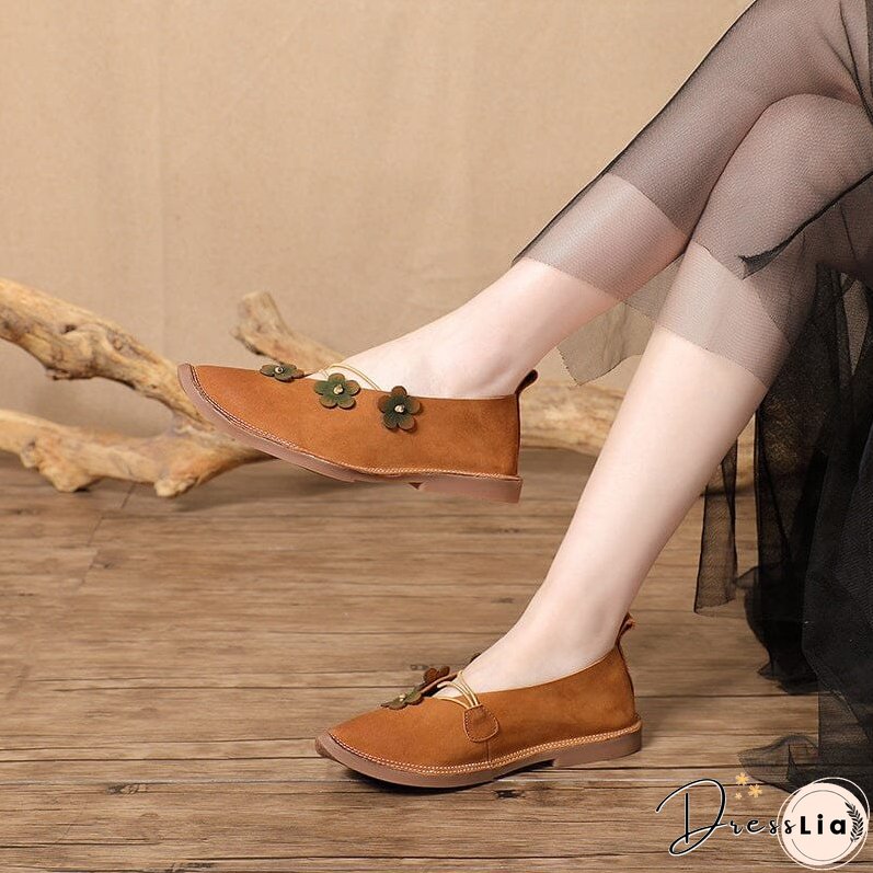 Women Retro Leather Spring Casual Shoes