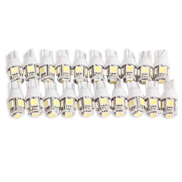 

20PCS T10 5050 5SMD LED White Light Car Side Wedge Tail Light Lamp Bright, 501 Original