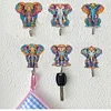 6pcs/set DIY Special-shaped Diamond Painting Wall-mounted Key Hook Kit (Elephant)