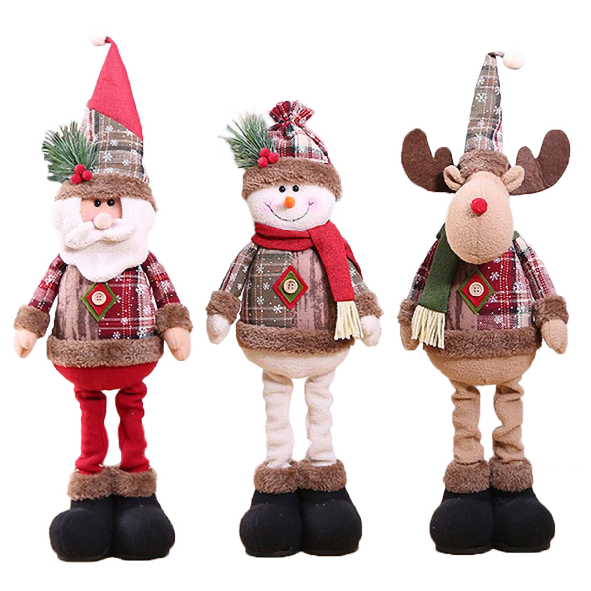 Tegooe Telescopic Plush Reindeer Christmas Decoration - Adjustable Height Holiday Doll