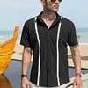 Gioiacombo&trade;  Camicia da uomo a maniche corte color block con revers