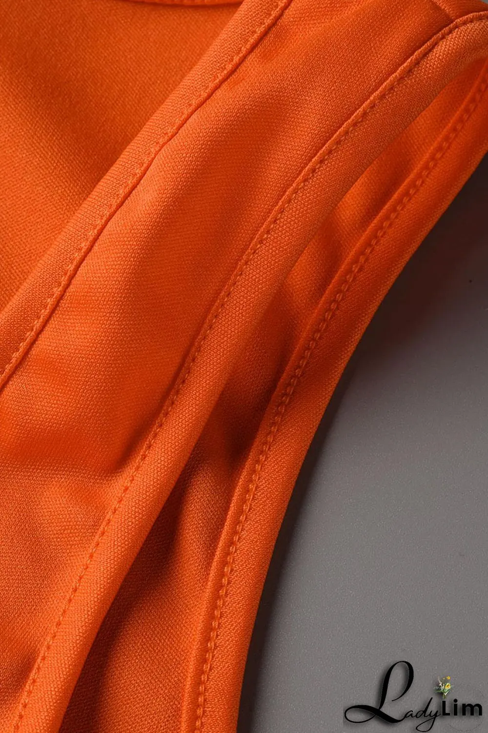 Orange Casual Solid Bandage Split Joint U Neck Straight Jumpsuits