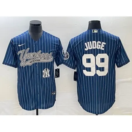 Men's New York Yankees #99 Aaron Judge Navy With Patch  Cool Base Stitched Baseball Jersey