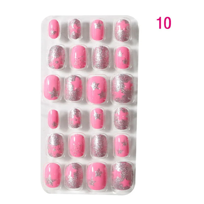 24PCS/box Children/adult Cartoon Candy Fake Nails Full Coverage Self-adhesive Nail Polish Cute Girl Manicure Decoration CL02