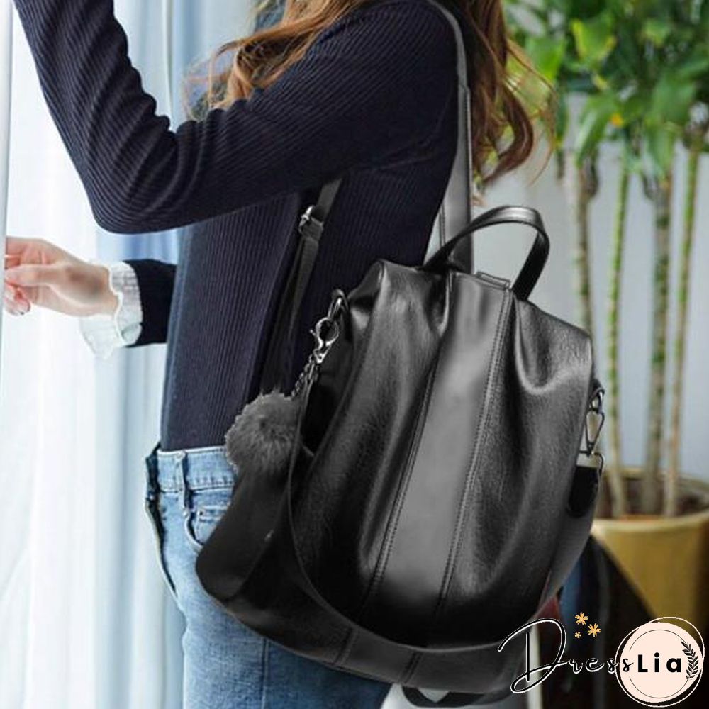 Anti-Thief Women Backpack Large Capacity Hair Ball Travel Bag