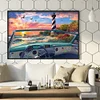 Diamond Painting-DIY Full Round Drill Sea Car Lighthouse