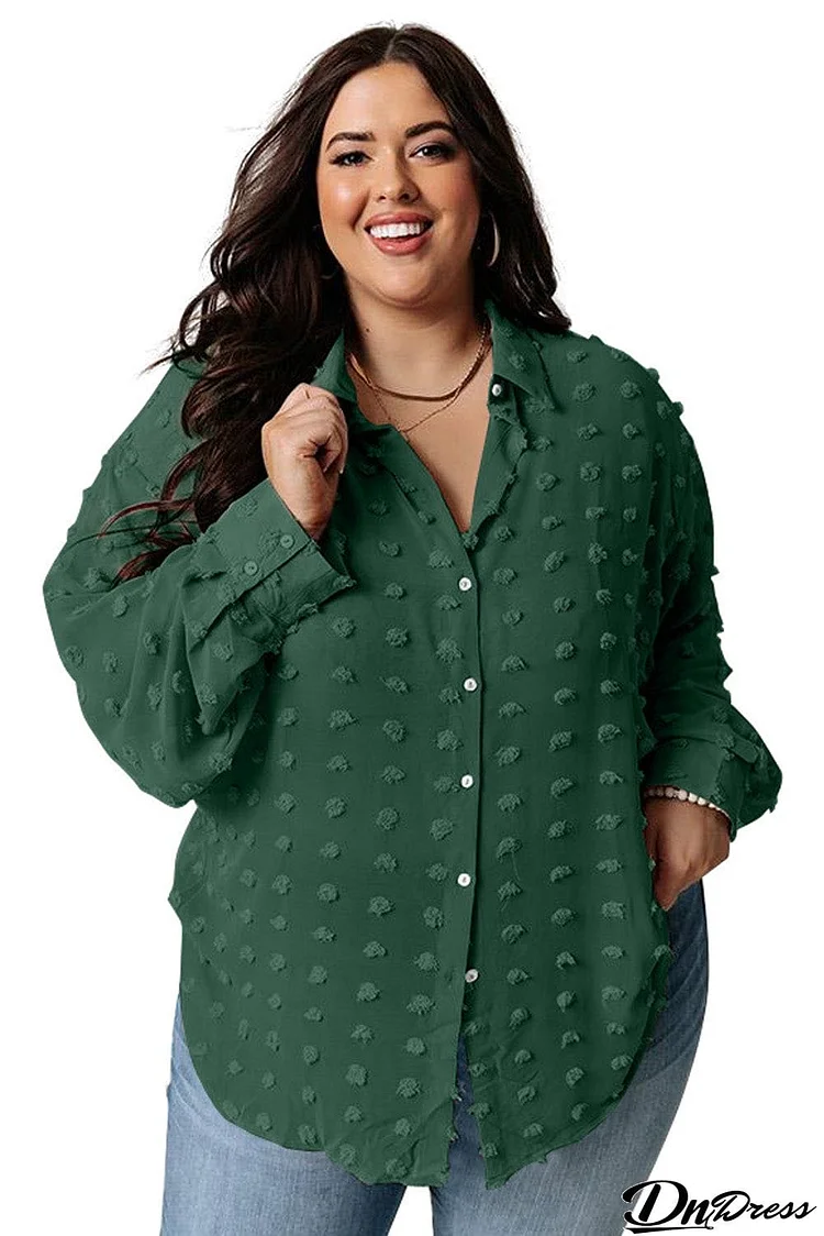 Swiss Dot Textured Plus Size Shirt