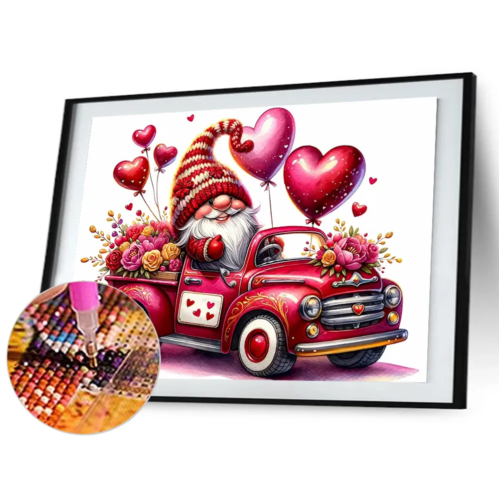 Full Round Diamond Painting 40*30cm - Valentine'S Day Float Gnome