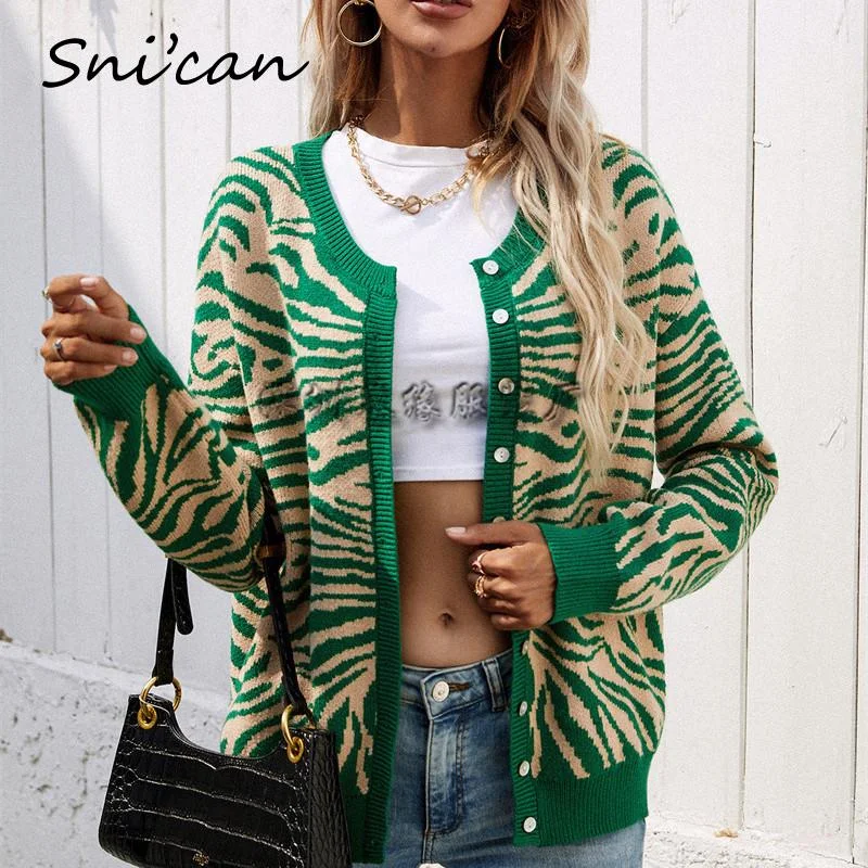 Jangj zebra knitted cardigan crop top orange striped sweater kardigany za 2020 women knitwear fashion sweter tops sueter feminino ins