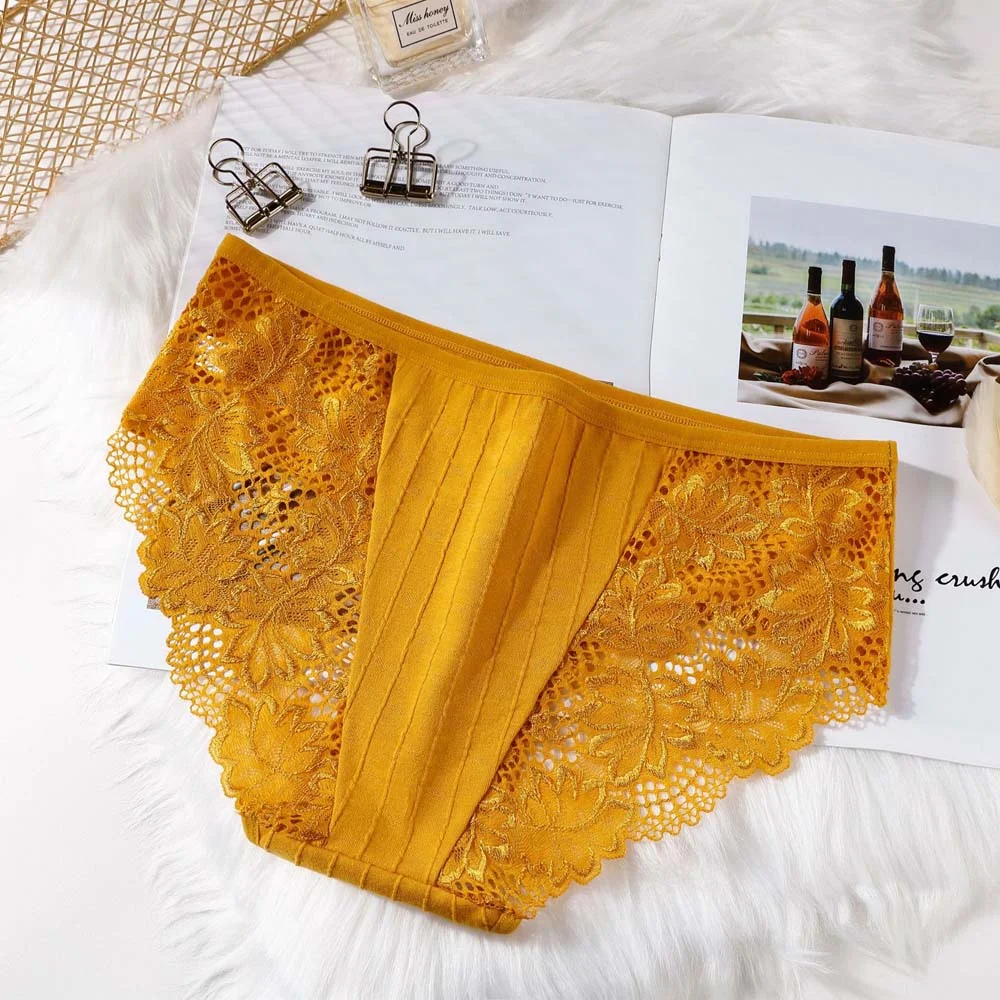 Fashionable sexy comfortable lace panties exquisite panties solid color shorts sexy underwear cutout underwear ladies