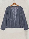 Fashionable Solid Color Lace Cardigan Top - Delicate Open Front, Sheer Three-Quarter Sleeves, Perfect for Everyday Chic Style - A Feminine & Lightweight Wardrobe Staple for Women