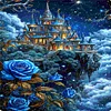 Diamond Painting-DIY Full Round Drill Castle Blue Roses(70*40 CM)