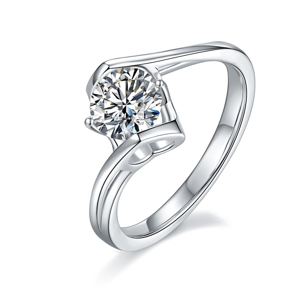 Angel Kiss Twist Arm Elegant Sweet 1 Carat Moissanite Ring Lady S925 Sterling Silver Exquisite Wedding Anniversary