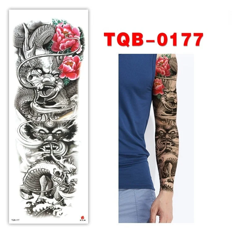 Full Arm Series Temporary Tattoo Full Arm Tattoo Sticker Lasting Waterproof Sweat Flower Arm Full Arm Tattoo Big Picture Sticker