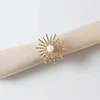 Sun Light Rhinestone Pearl Wedding Catering Napkin Ring