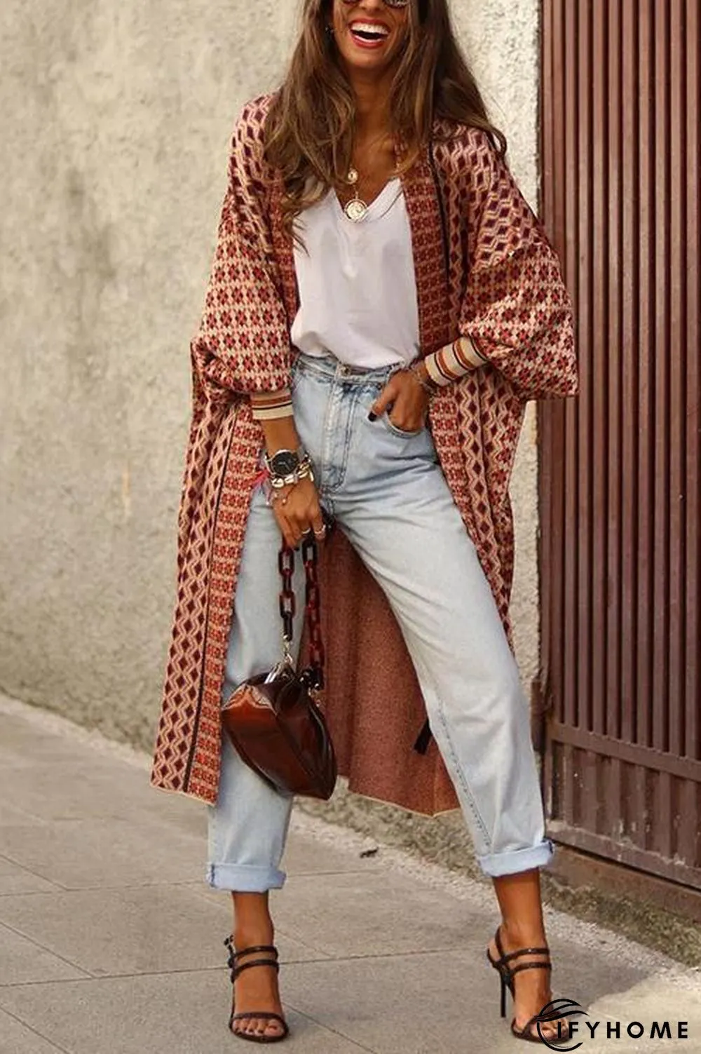 Digital Print Long Sleeve Cardigan Coat | IFYHOME
