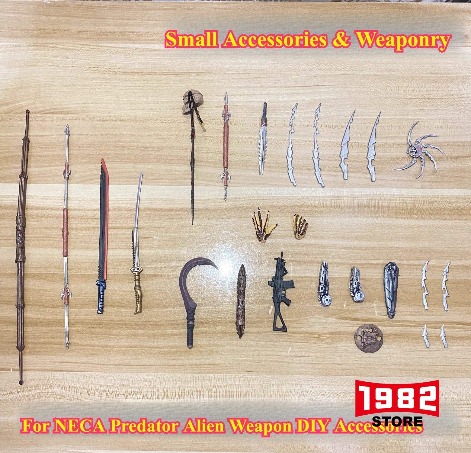 NECA Alien vs Predator Weapon Accessory Pack | Action Figure Props | Premium Collectible for Movie Fans | Compatible with NECA Figures