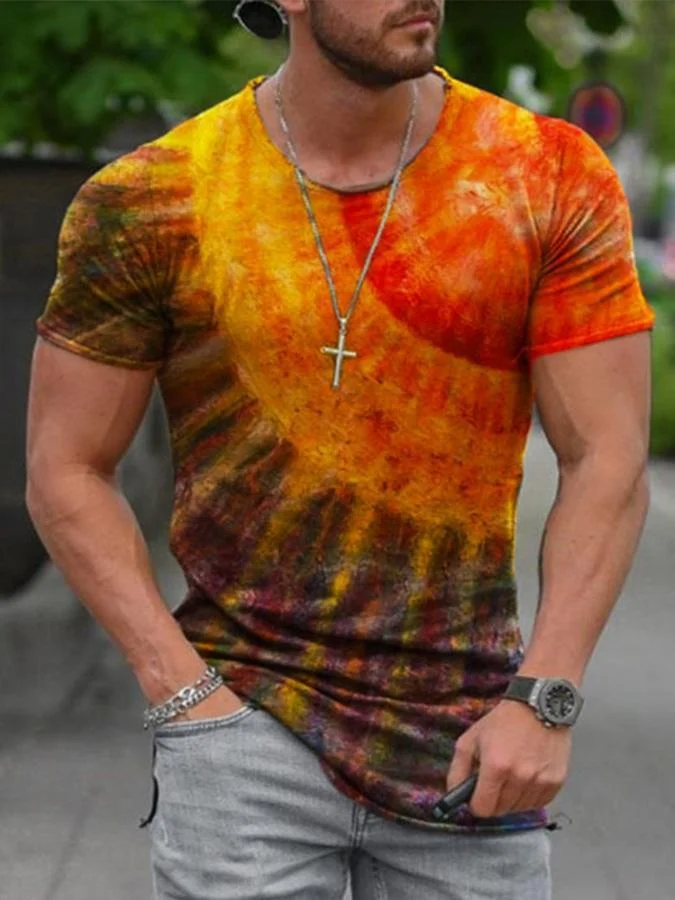 As Picture Cotton Crew Neck Abstract Casual Shirts & Tops