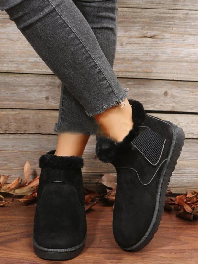 Womens's Winter Plain Slip On Snow Boots  Stunahome.com