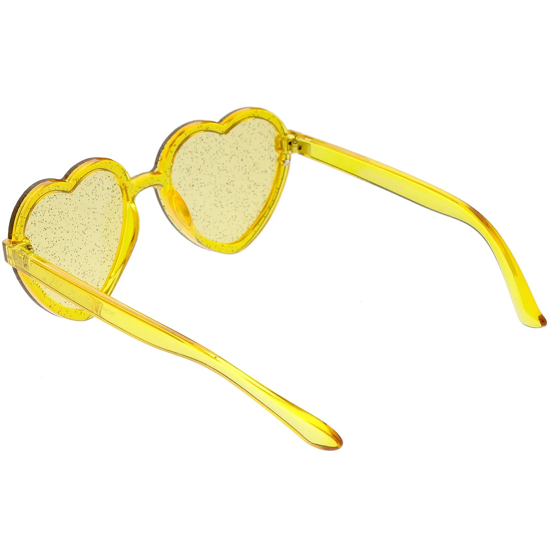 Women's Translucent Rimless Heart glasses Glitter Lens 52mm