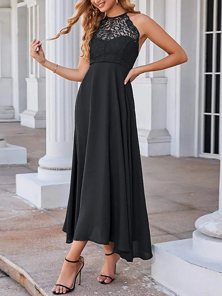 Round neck sleeveless high waist backless dress