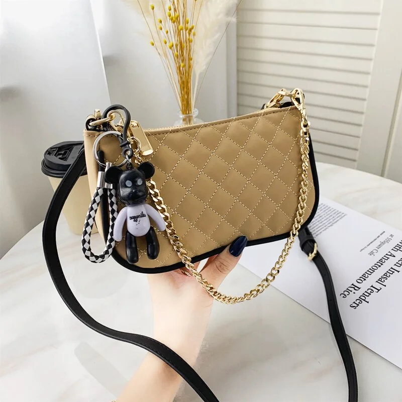 էѧӧܧ PU Leather Underarm Bags for Women 2020 Designer Shoulder Handbags Winter Branded Women's Trending Chain Hand Bag
