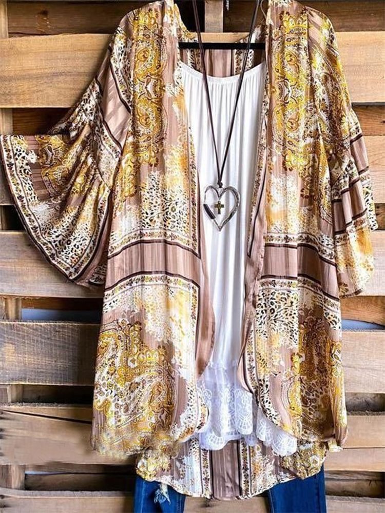 Oversized Casual Printed Kimono P175195541