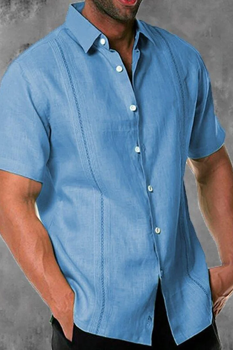 Casual Men'S Fashion Blue Shirt