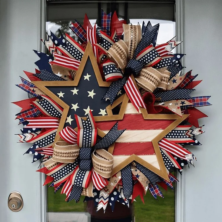 🏵100% Handmade American Patriotic Star Wreath