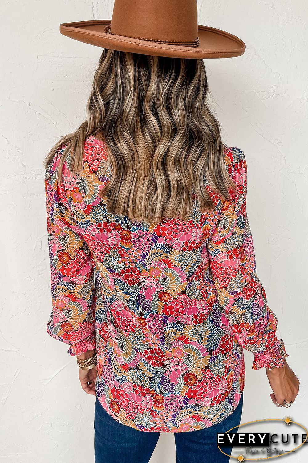 Multicolor Puff Sleeve Floral Blouse