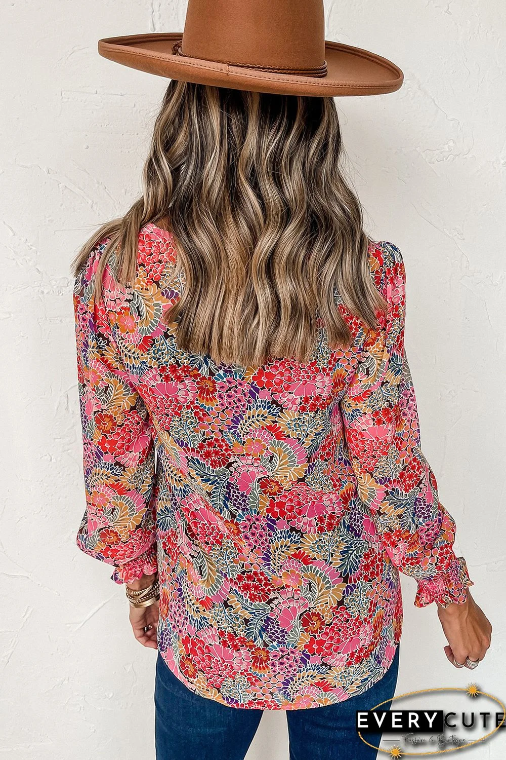 Multicolor Puff Sleeve Floral Blouse