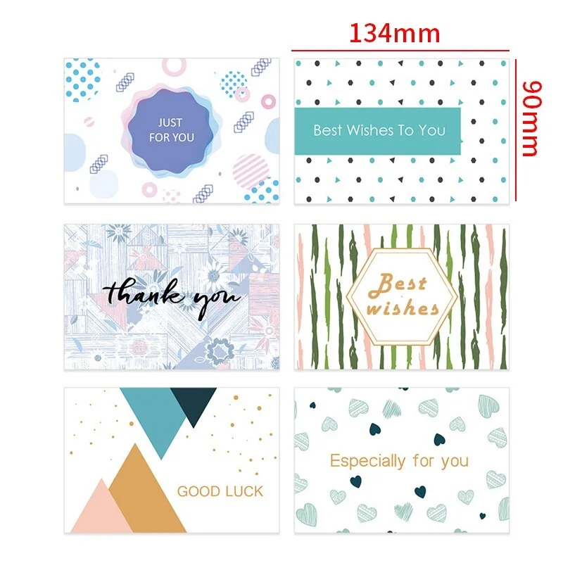 6pcs/set Greeting Cards Birthday Gift Thanksgiving Blessing Thank You Gift Card Paper Postcards DIY