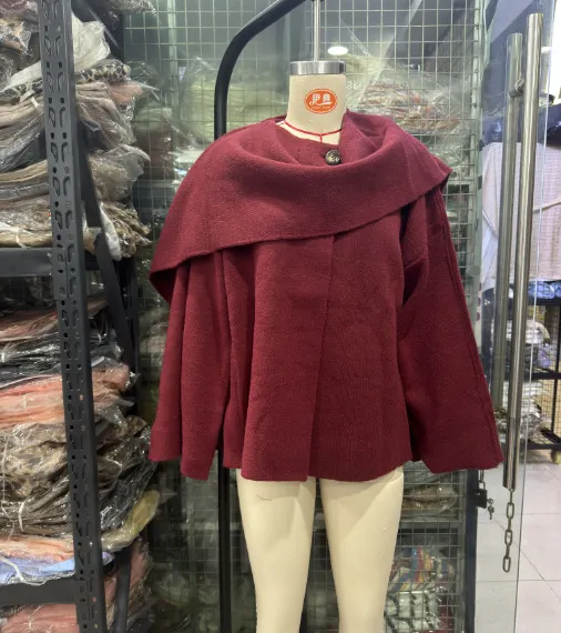 Nigikala Nigikala New Women's Clothing With Asymmetric Scarf Short Knitted Coat