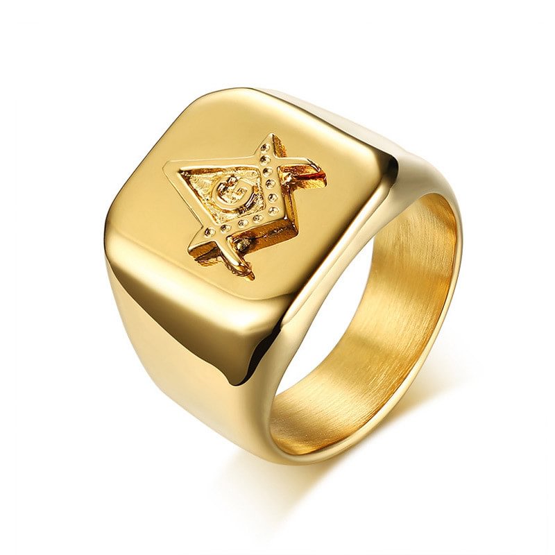 Masonic Square Mason Gold Ring-VESSFUL