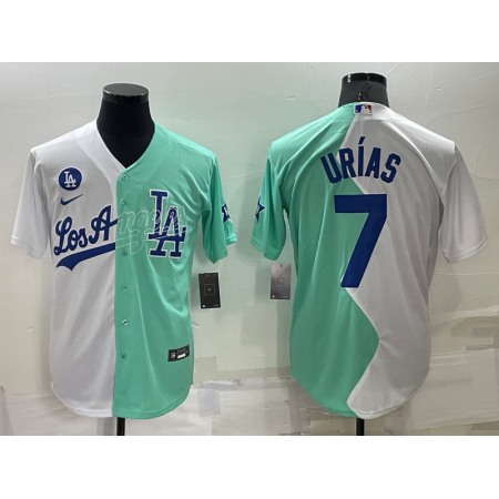Men's Los Angeles Dodgers #7 Julio Urias 2022 All-Star White/Green Cool Base Stitched Baseball Jersey SR0Y