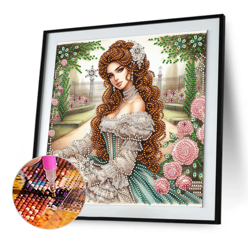 Diamond Painting - Partial Special Shaped Drill - Garden Lady(Canvas|30*30cm)