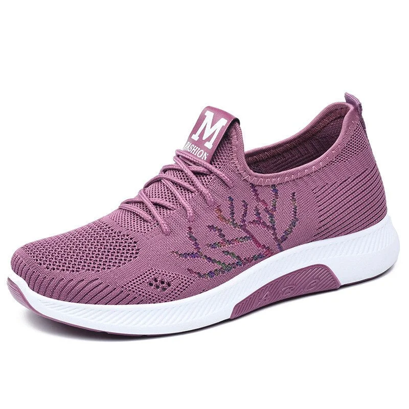 Shoes for Women Summer Breathable Mesh Sneakers Lace-up Outdoor Casual Shoes for Women Flat Sport Running Shoes 4 Color Big Size
