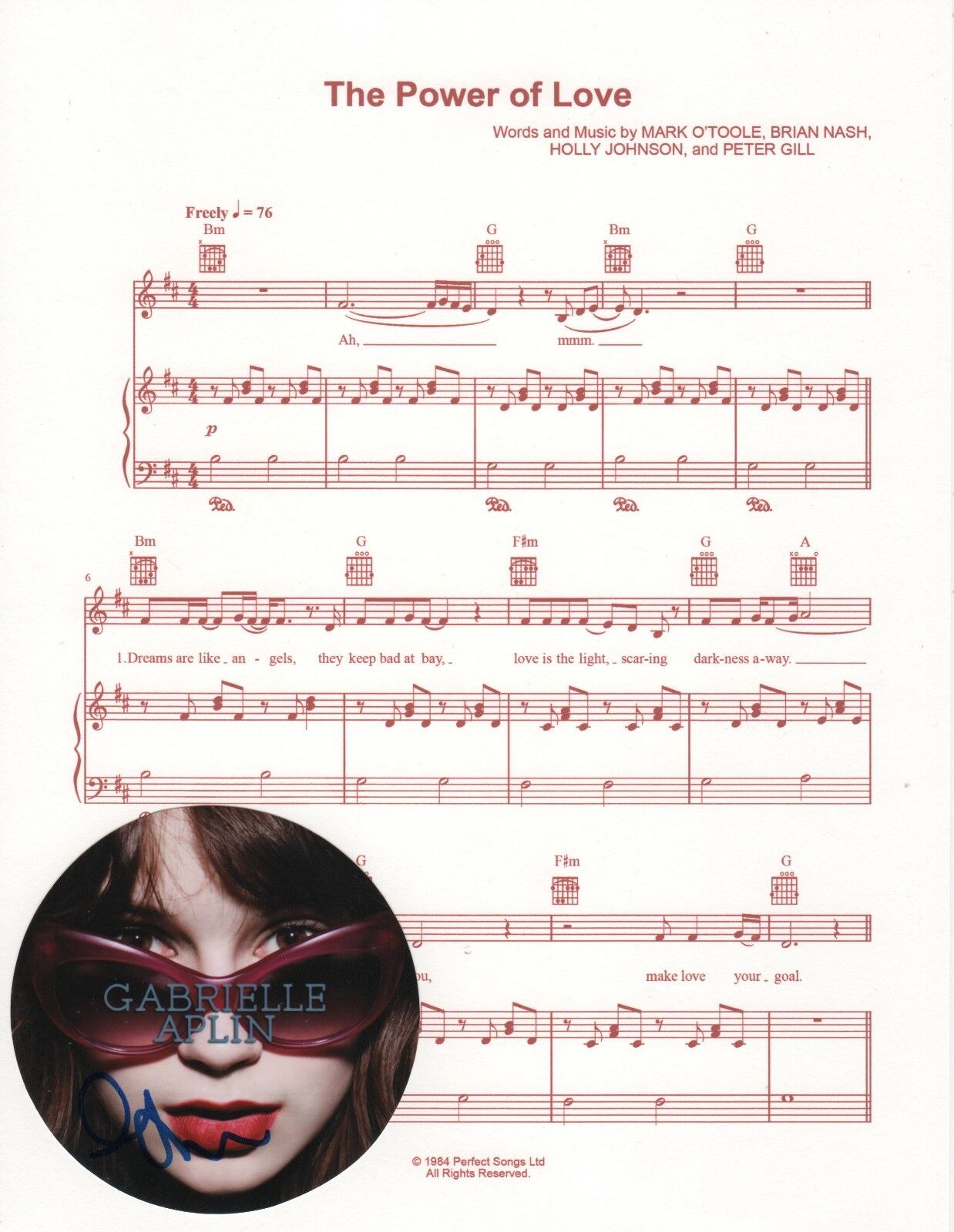 Gabrielle Aplin REAL hand SIGNED Power Of Love sheet music #1 COA Youtube