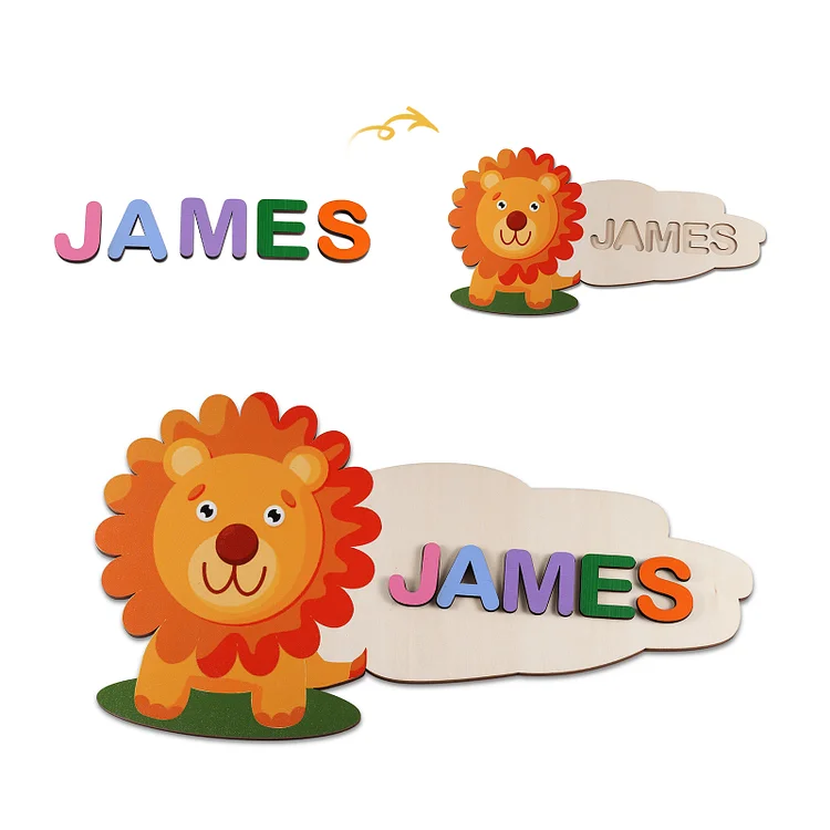 Customized Lion Kid's Wooden Name Puzzle Toy for Toddlers Early Learning Child Toy