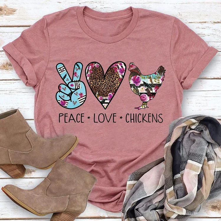 PSL - Peace love chickens T-shirt Tee-05037