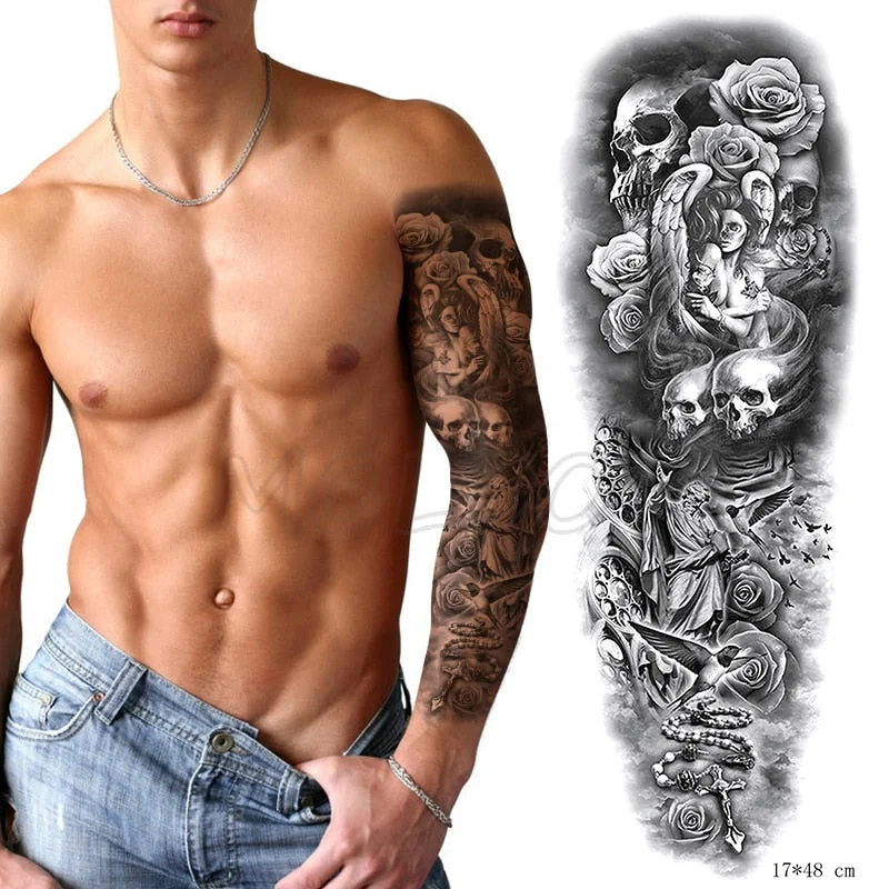 Waterproof Temporary Tattoo Sticker Jesus Virgin sister Peace Pigeon bird flower Full Arm Tatoo Flash Fake Tatto for Men Women