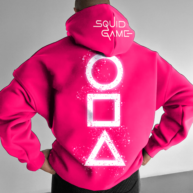 Unisex Squid Game 2 Oversize Game Over Print Street Wear Pink Red Hoodie / DarkAcademias /Darkacademias