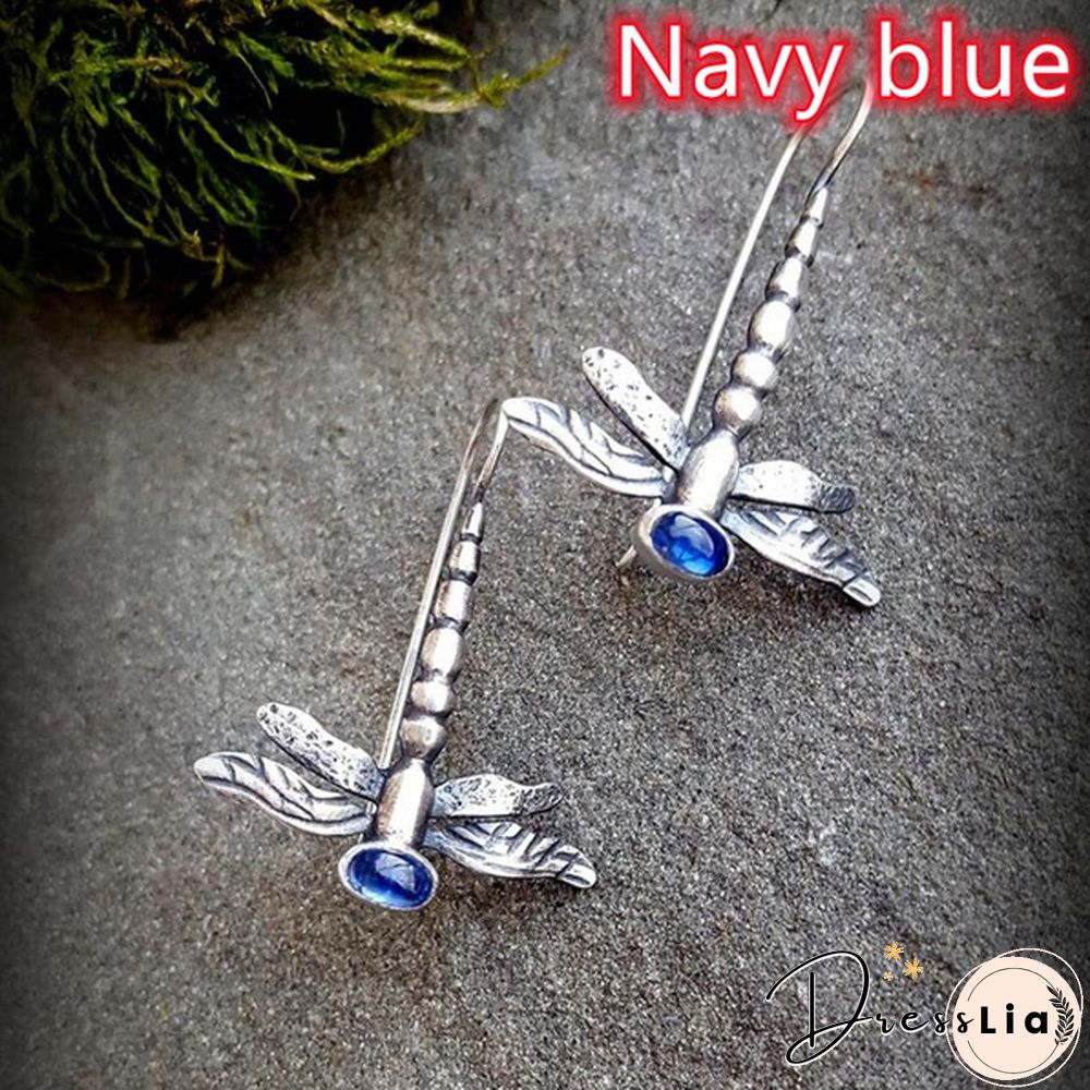 Luxurious Fashion Wedding Jewelry for Women Earring Exquisite Dragonfly 925 Sterling Silver Natural Aquamarine Colors Diamond Earrings Gorgeous Woman Engagement Anniversary Party Accessories Fine Gift