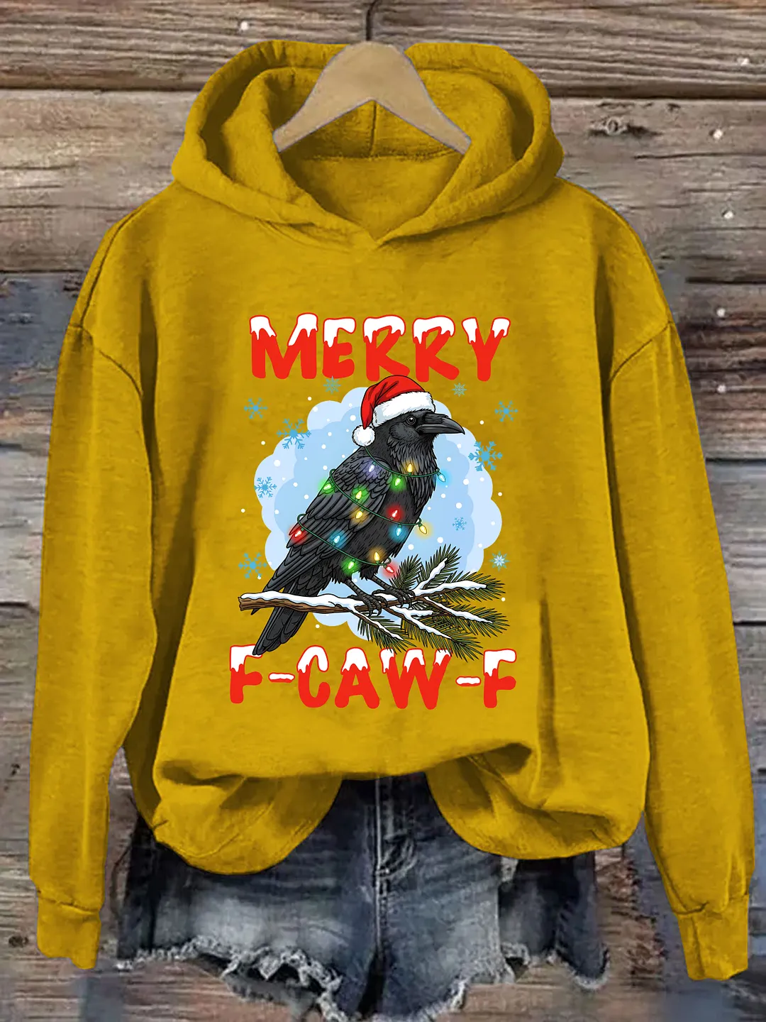 Merry Christmas F-Caw-F Crow Hoodie