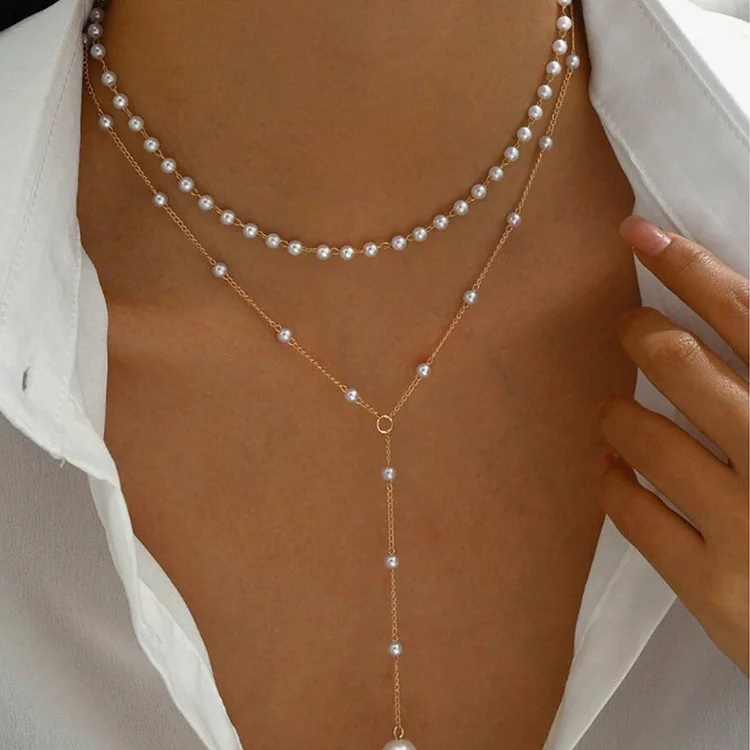Pearl Y shaped pendant necklace