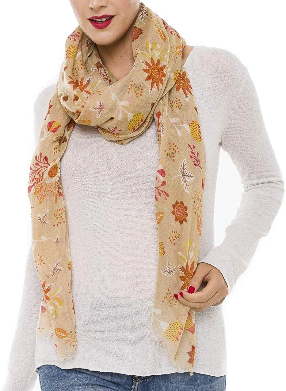 Scarf for Women Lightweight Floral Flower Scarves for Summer Fall Shawl Wrap