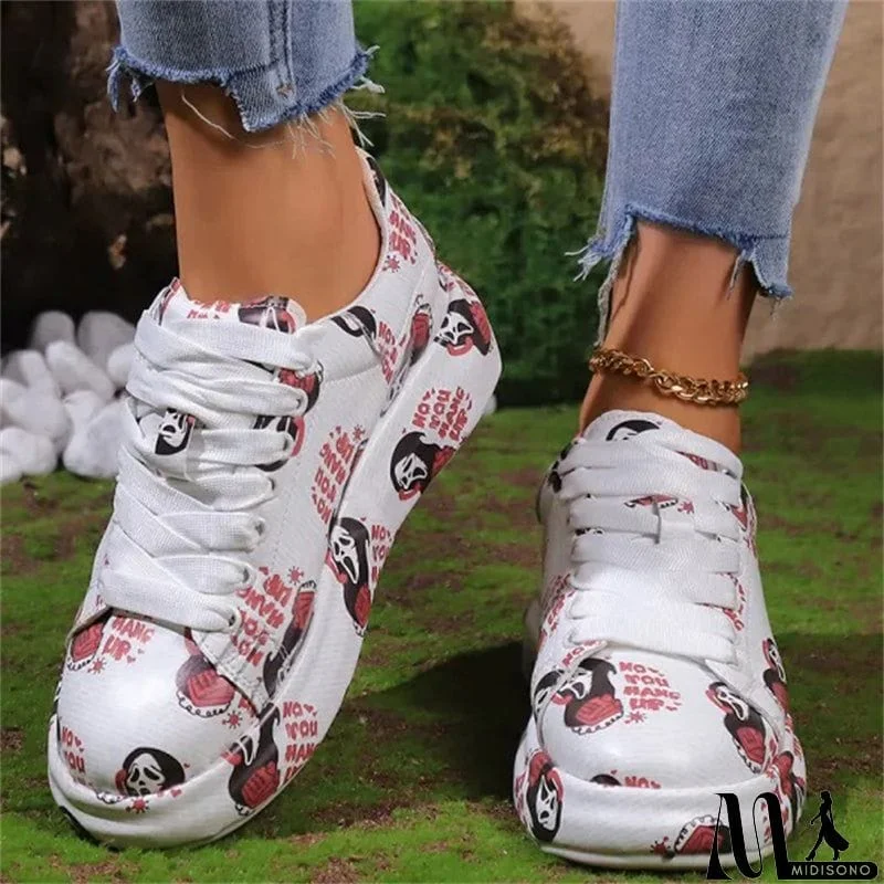 MidiSono - Lady Trendy Outdoor Casual Graffiti Lace-up Sneakers