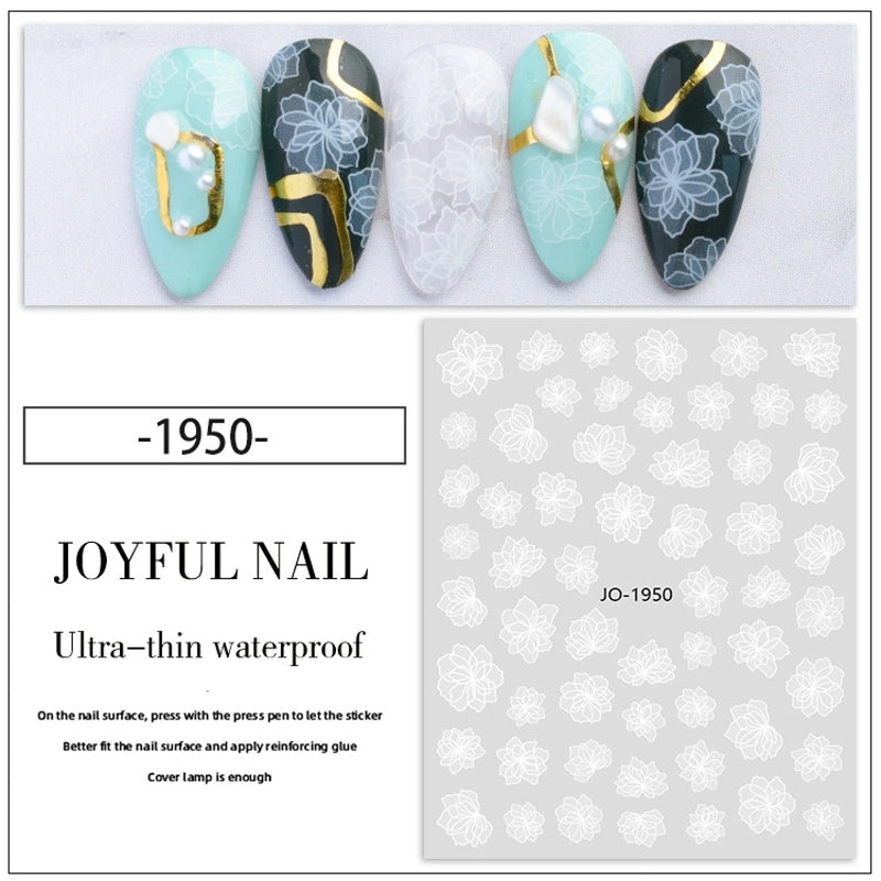 Elegant Lady Minimalist Letter Floral Stickers Nail Sticker 1 Set